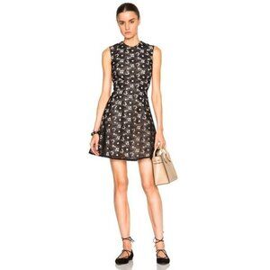 Illiusion Lace Floral Embroidered Sleeveless Dress Women Size 6 Black/Nude